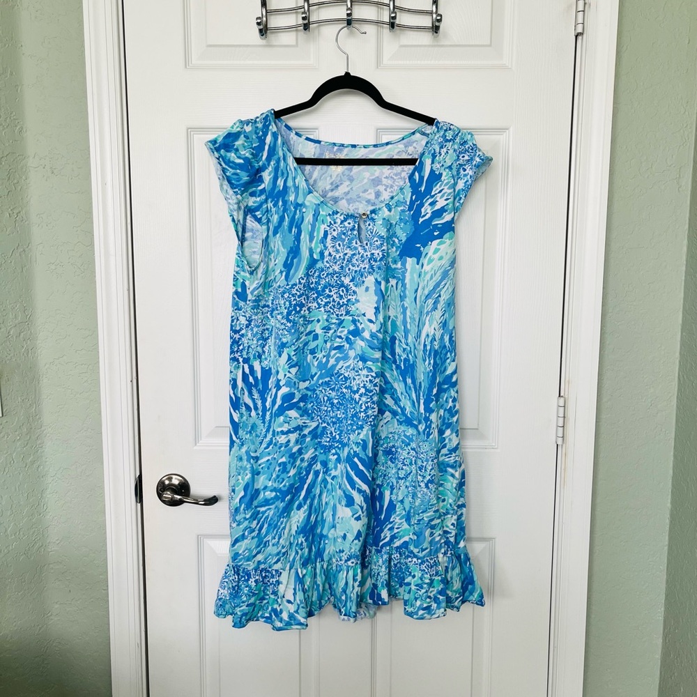 Lilly Pulitzer Blue and Green Patterned Dress